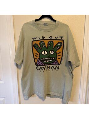 Vintage 90's Wig Out BIG HEAD Cayman Islands Tee-Shirt Men's Gray Size XL